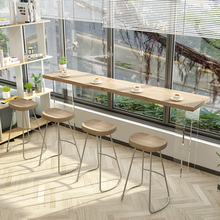 亚克力实木吧台桌简约现代 家用靠墙悬浮透明高脚桌 吧台桌椅组合