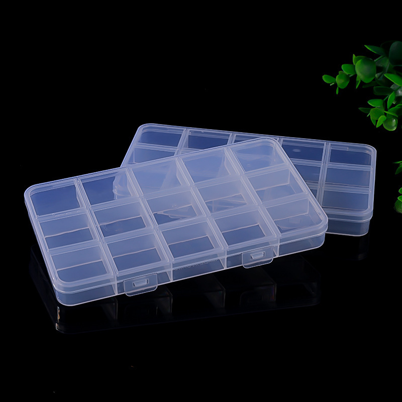 15 Grid Storage Box Transparent Jewelry Tool Box Parts Beaded Box Packing Box Electronic Components Storage Box Wholesale