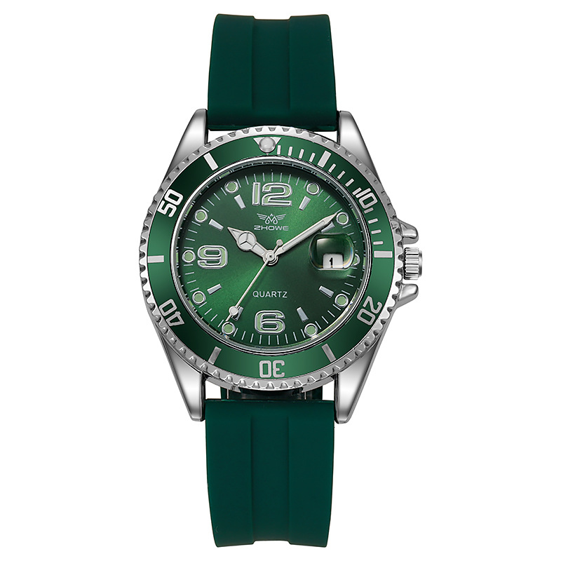 Foreign Trade Silicone Band Green Submariner Sports Watch Men's Luminous Men's Business Waterproof Quartz Watch Casual Steel Watch