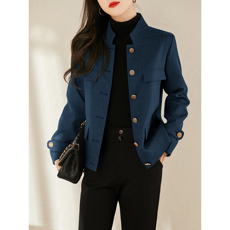 新款冷淡系高级感飒爽潇洒 国风立领外套女 改良中山装短款夹克