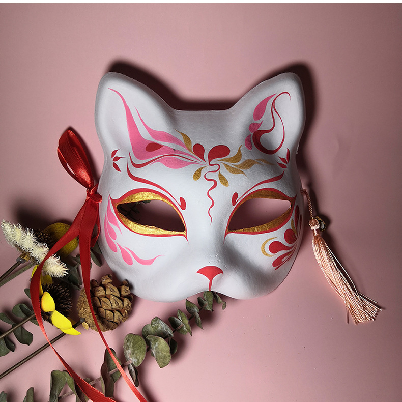 旅游景区汉服古风狐狸抖音同款二次元猫脸日式和风手绘面具cos