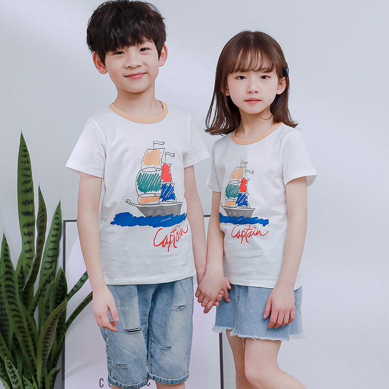 夏季儿童短袖中小童打底汗衫卡通男女童夏季童装t恤工厂现货批发