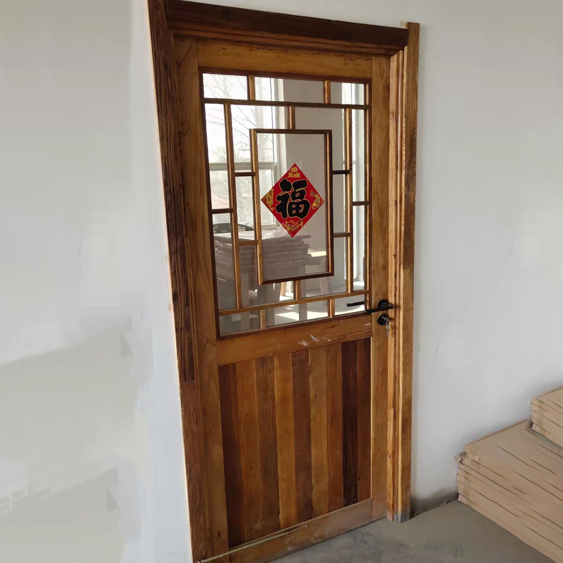 批发零售老榆木门板套装门民宿酒店榆木谷仓门老榆木板材复古门
