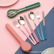304不锈钢便携餐具套装筷子勺子叉子户外学生创意礼品餐具三件套