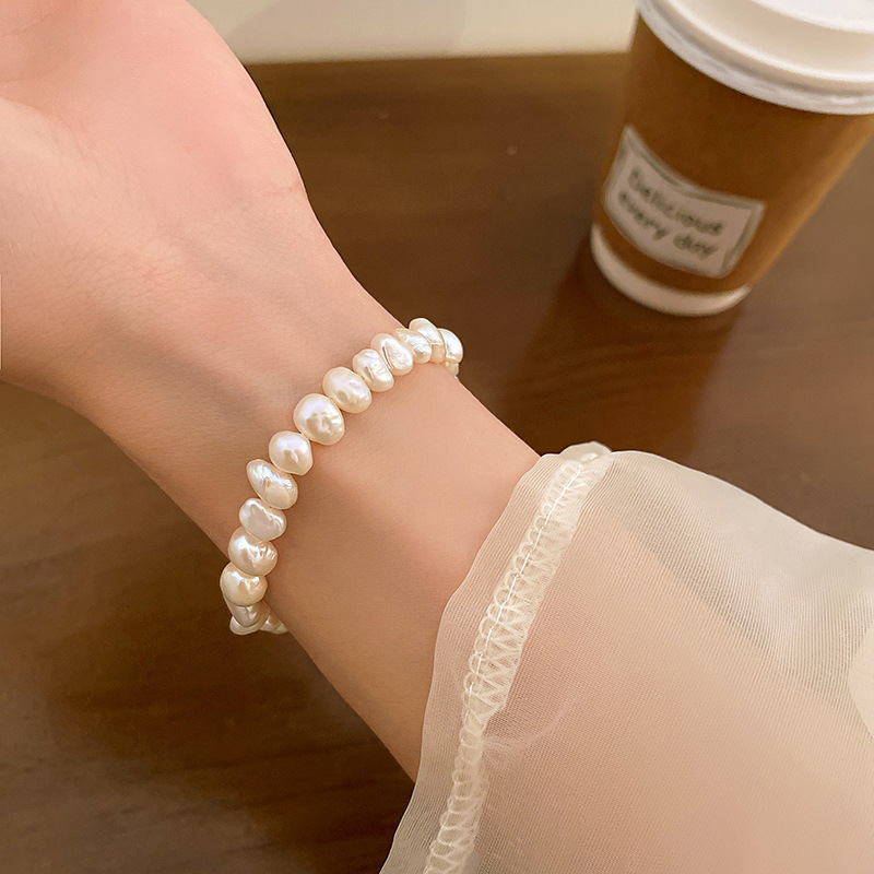 Early Spring New Baroque Freshwater Pearl Grace Bracelet Female Niche Design Peach Heart Bracelet All-Matching Hand Jewelry