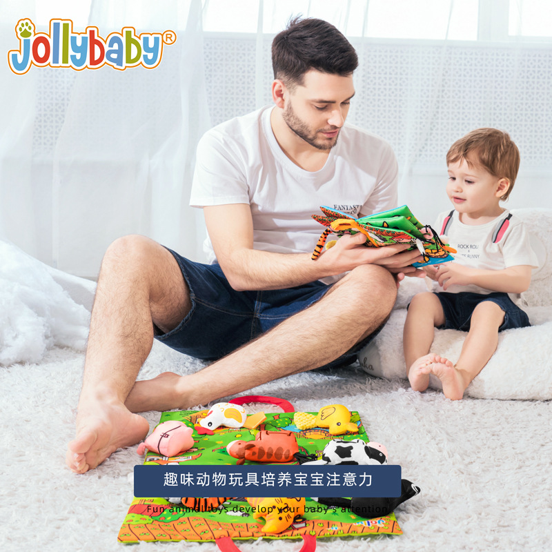 Jollybaby Baby Parent-Child Interaction Early Education Three-Dimensional Cloth Book 1-3 Years Old Baby Toy Gift Box Doll Game Blanket