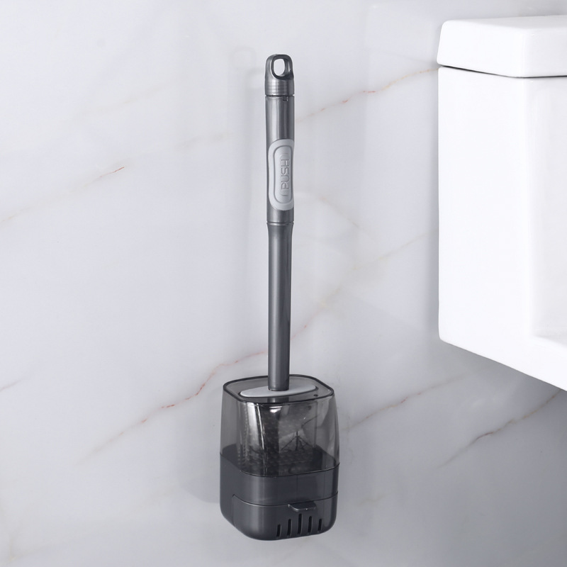 Toilet Brush Punch-Free Toilet Wall-Mounted Draining Box Liquid Silicone Set No Dead Angle Toilet Brush