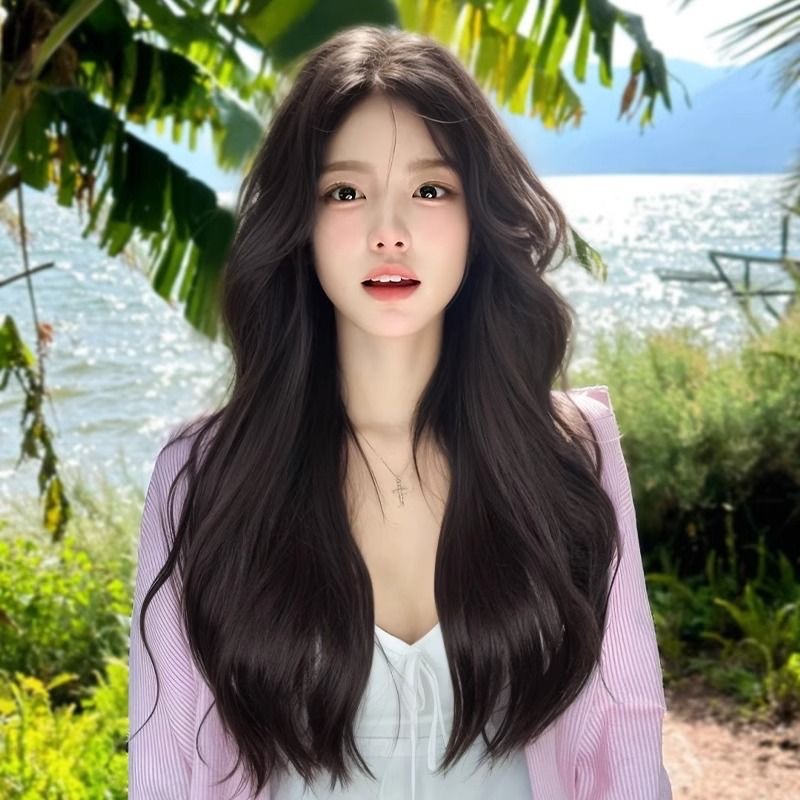 假发女长发慵懒中分大波浪全头套式减龄蓬松长卷发仿真发-阿里巴巴