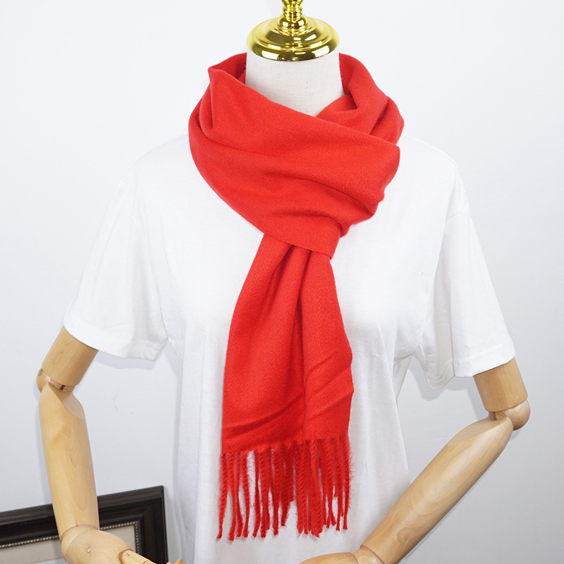 工厂货现批发新年红色围巾仿羊绒广告年会伴手礼结婚礼品围巾围脖