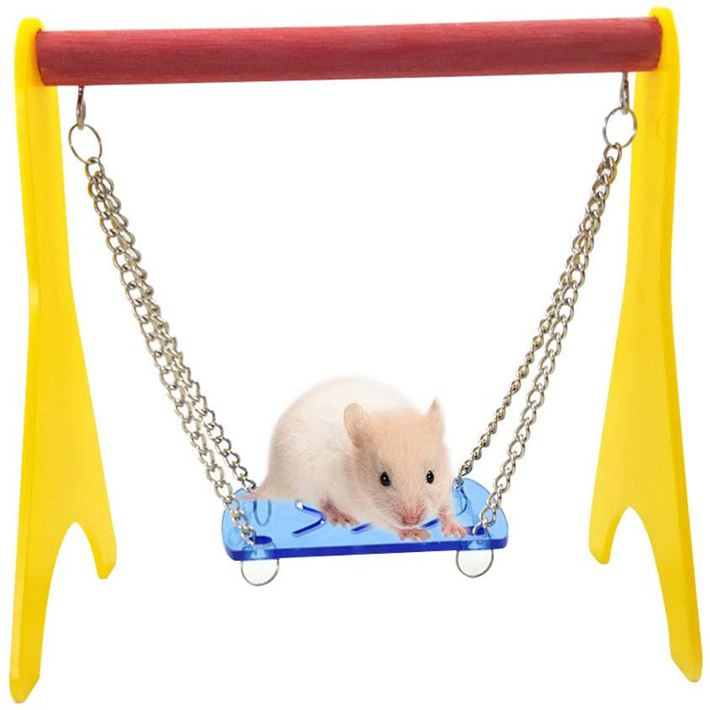 亚克力仓鼠悬挂秋千玩具套装 带悬挂链小矮仓鼠雪貂爬梯吊链秋千