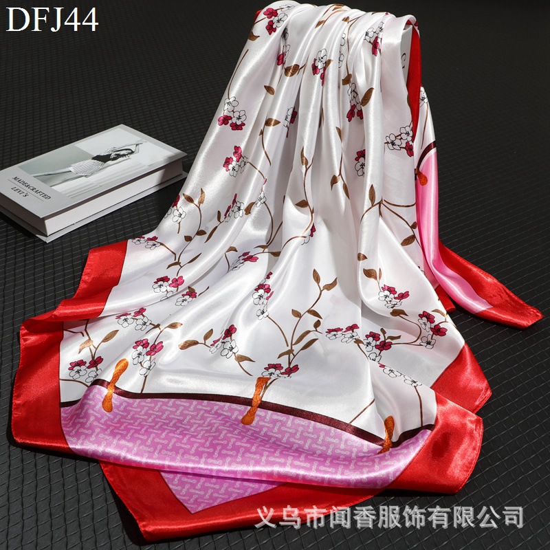 Korean Style New 90cm Satin Large Kerchief Women's Artificial Silk Neck Scarf Women's All-Match Shawl Scarf