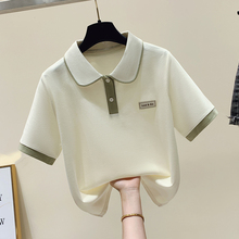polo领女士棉t恤女2024年新款夏季设计感小众洋气减龄短袖上衣