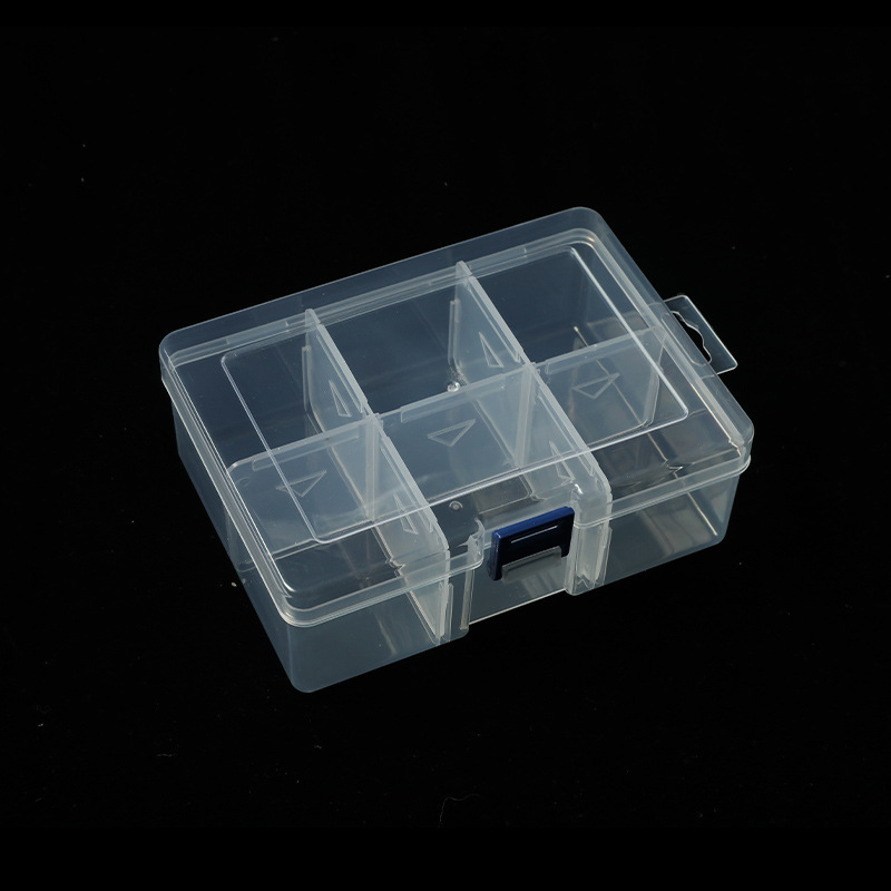 Large 6 Grid Storage Box Beaded Box Pill Box Removable Plastic Box Blue Buckle Jewelry Box Hardware Finishing Box Wholesale