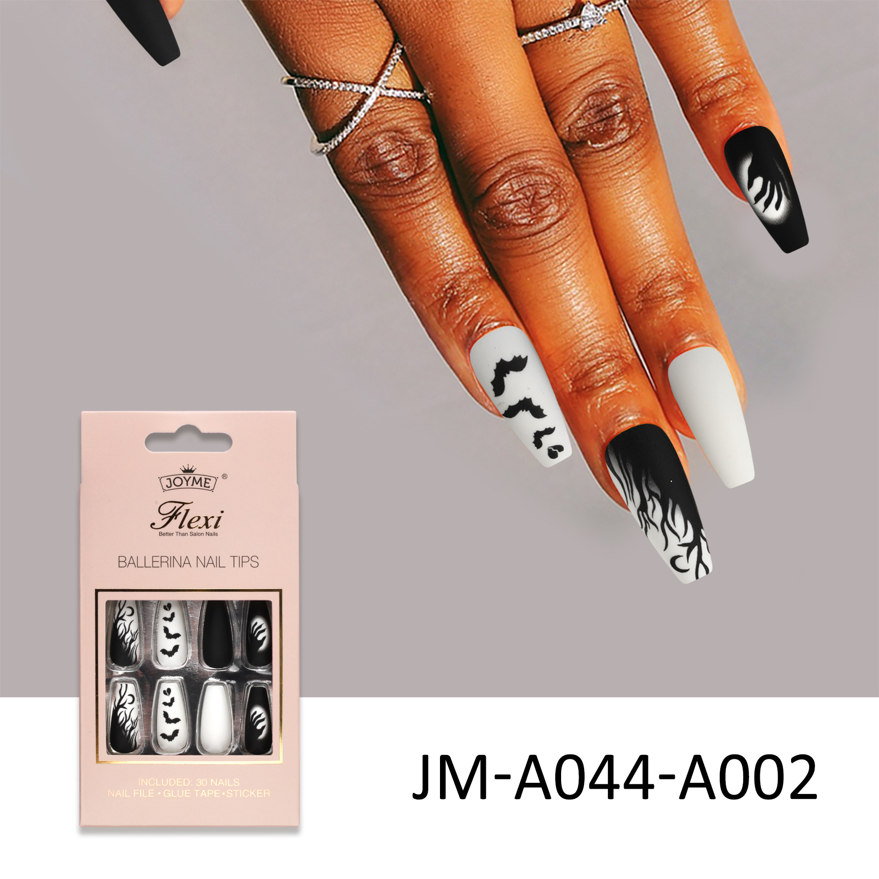 European and American Customized 30 Pieces Ballet Nail Halloween Flame Fake Nails Wholesale Wear Nail Style