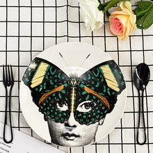 跨境10寸陶瓷餐盘客厅背景家居壁挂装饰人脸艺术盘桌面首饰收纳盘