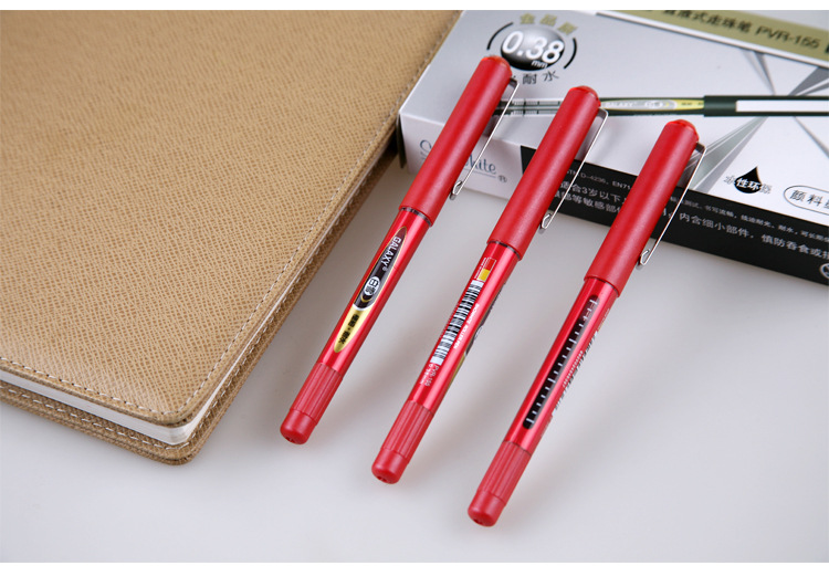 白雪pvr-155走珠笔0.38mm子弹头直液式中性笔红色笔手账笔定制