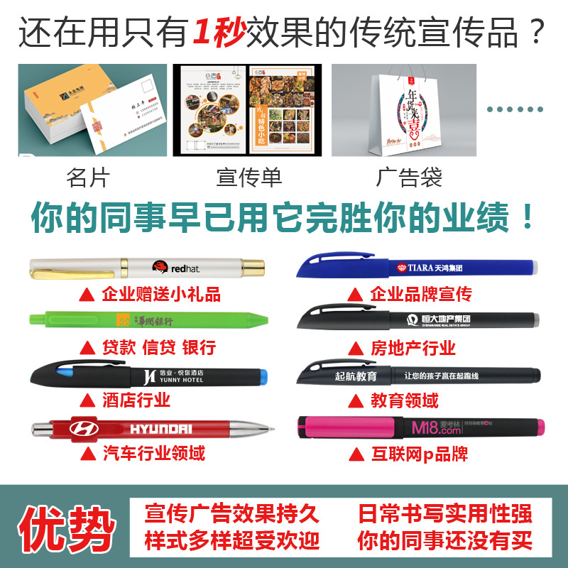 Advertising Marker Printing Qr Code Logo Ballpoint Pen Gel Pen Signature Pen Gift Business Promotion Customized Ball Pen