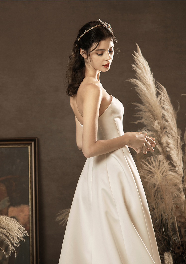 白色抹胸婚纱礼服西式婚礼气质新娘森系超仙梦幻赫本奢华网红拖尾