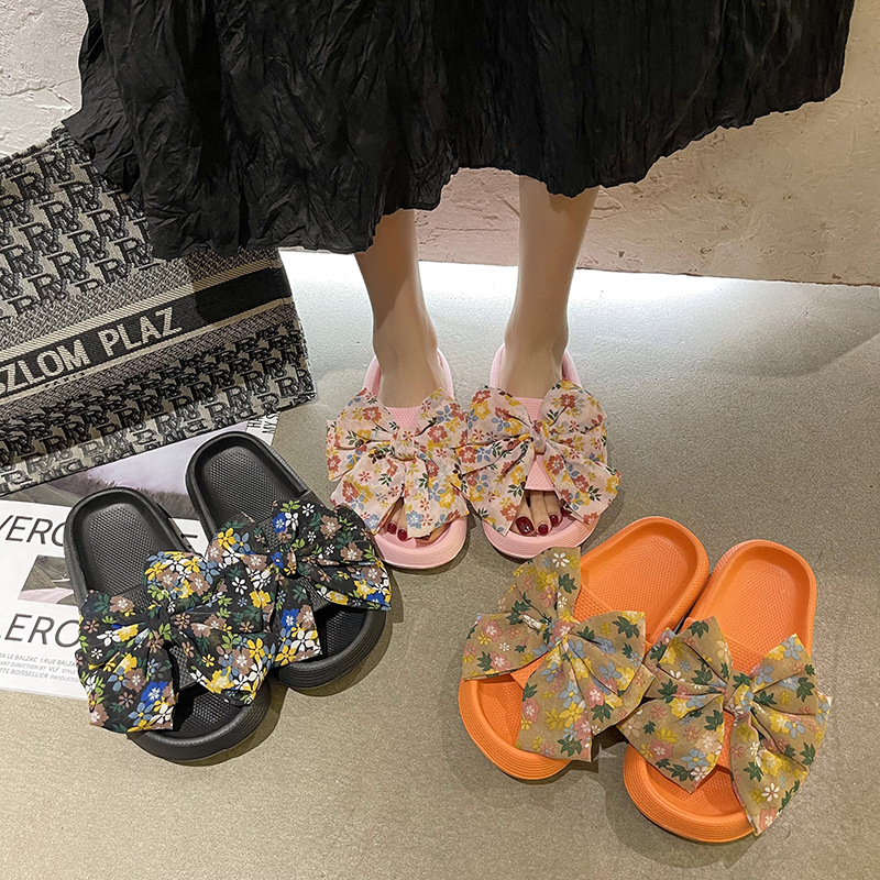 Cute Big Bow Sandals Women's Summer Outdoor Wear Internet Celebrity Ins Trendy All-Matching Slippers Platform Eva Slippers