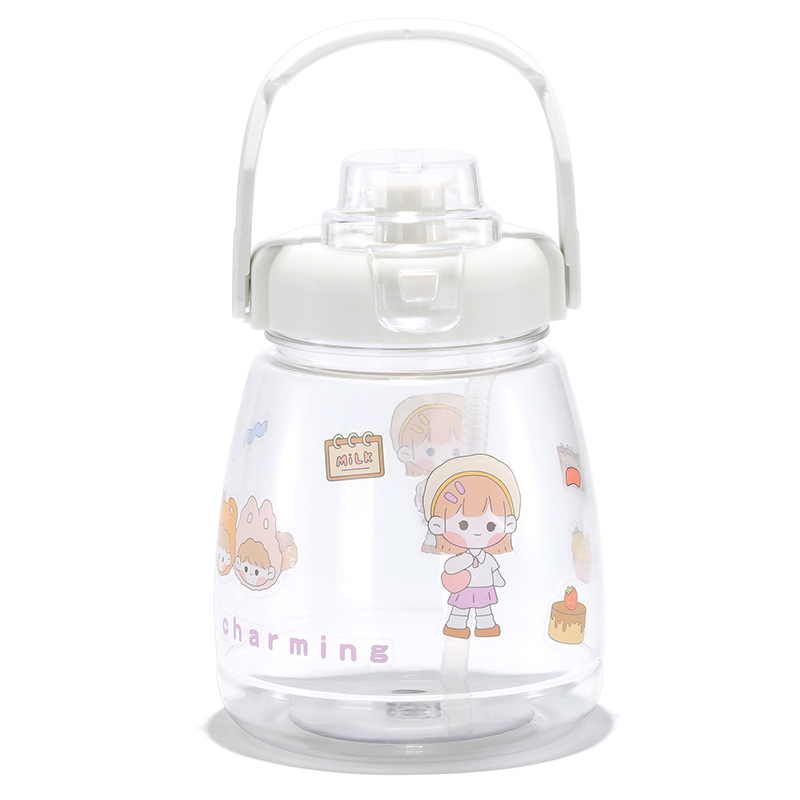Large Capacity Big Belly Water Cup Spot Male and Female Students High-Looking Straw Cup Children's Plastic Cup Kettle Gift Cup