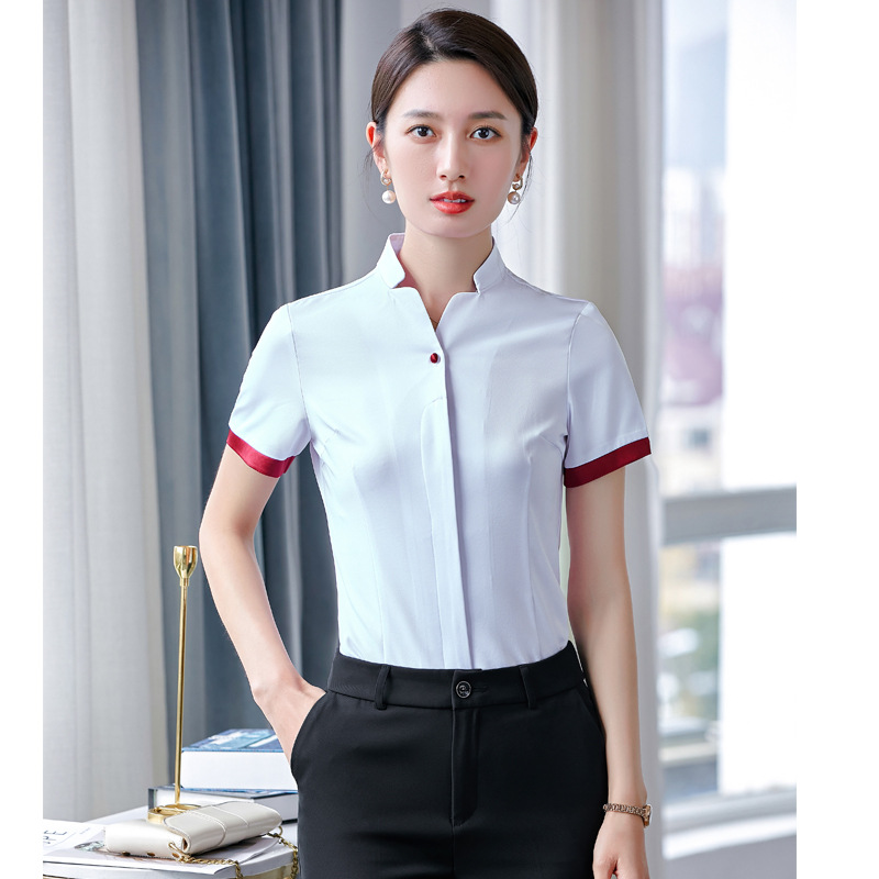 白色衬衫女短袖时尚百搭工作服寸衫宽松夏装女装上衣韩版气质衬衣