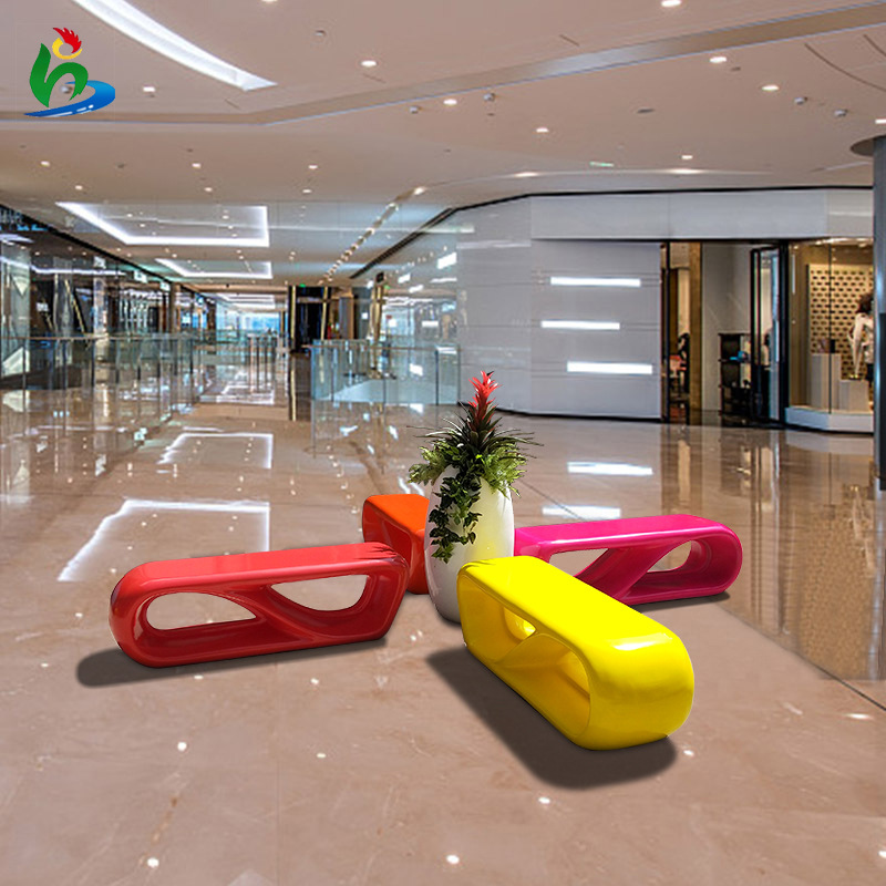 直供玻璃钢商场休闲座椅购物广场创意商场日字椅户外公共休息坐凳