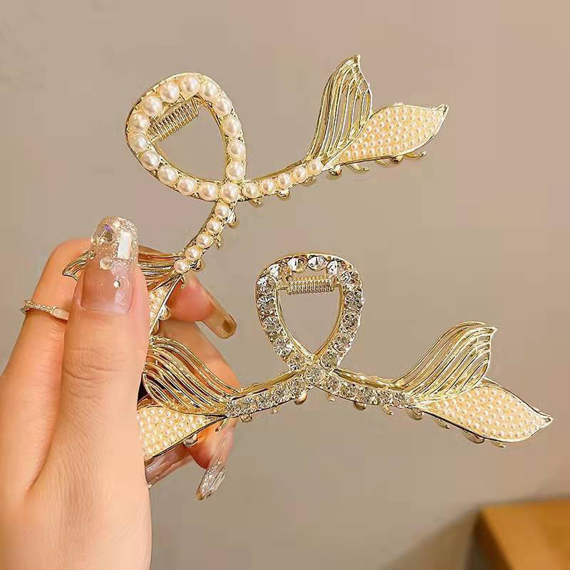 Metal Hair Claw Large Pearl Rhinestone Shark Clip Headdress Online Best-Selling Product Clip Hair Claws