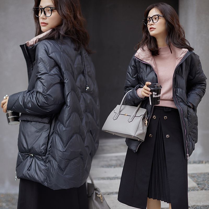 羽绒服女2023新款冬保暖白鸭绒外套高档女式中款大衣