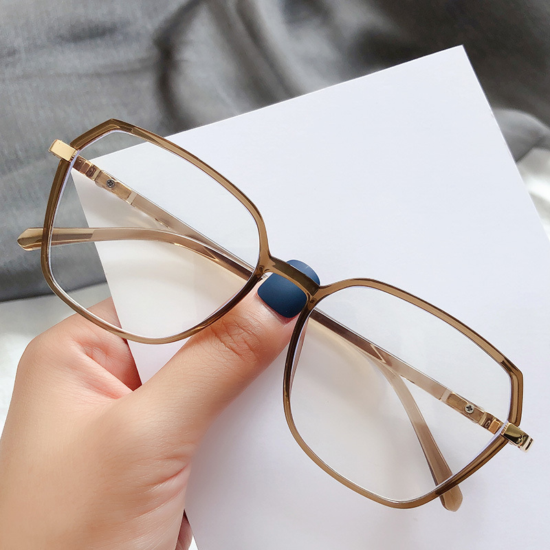 2021潮流韩风眼镜框架黑色配镜防蓝光复古六边形全框近视眼镜框