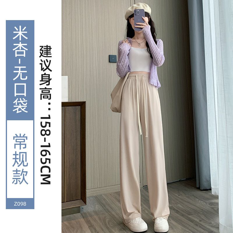 Ice Silk Wide-Leg Pants Women's Summer Thin 2023 New Casual Loose Drooping Narrow Straight Cool Sun Protection Pants