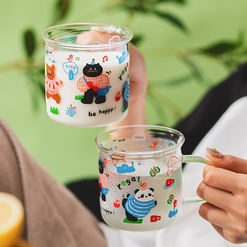 玻璃水杯耐高温玻璃咖啡杯带把手网红创意高颜值马克杯子-阿里巴巴