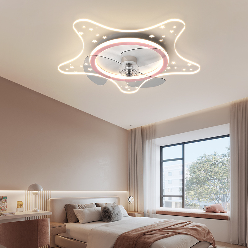 Nordic Children's Room with Fan Ceiling Lamp Modern Restaurant Lamps 2023 New Simple Bedroom Fan Lamp