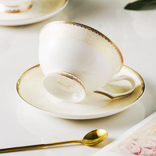 淘宝货源 轻奢风简约花卉金边骨瓷咖啡杯碟欧式下午茶杯咖啡杯碟