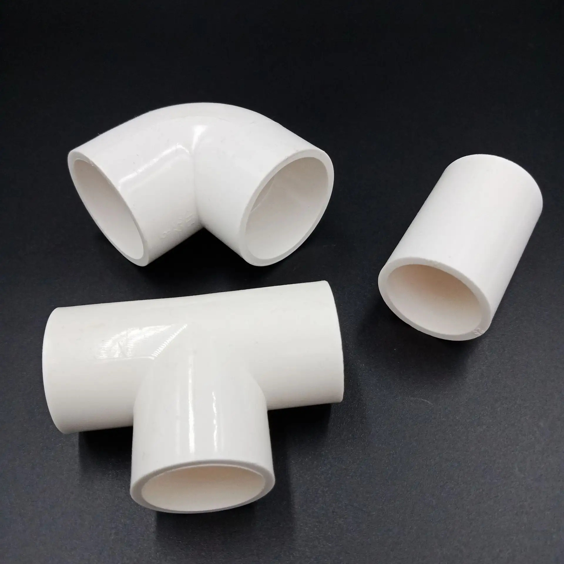 pvc水管配件排水管45°异径斜三通下水管材排污管变径斜三通白