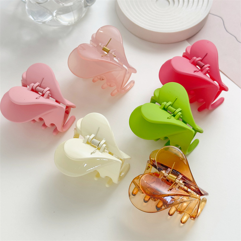 Double Heart Love Double Layer Acrylic Jaw Clip Fashion Female Ol Hair Updo Holder Back Head Shark Clip Barrettes Spot