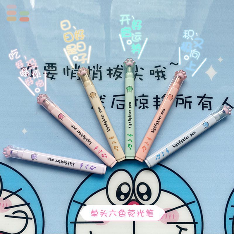 Eye Protection Color Cat's Paw Fluorescent Pen Tea Color Students Draw Key Points Marker Color Marking Pen Notebook Watercolor Pen