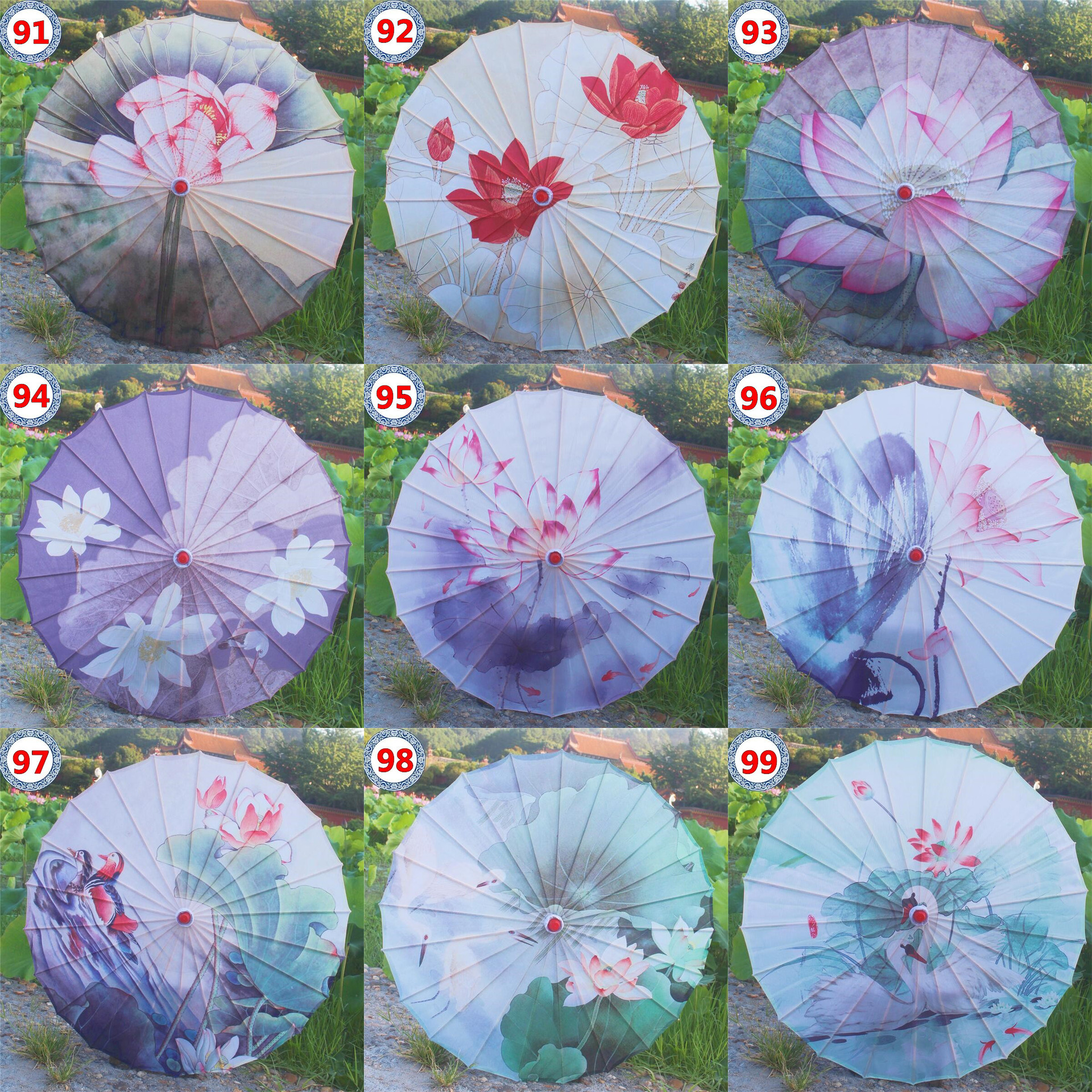 100款荷花开舞蹈伞舞台演出道具伞旗袍走秀伞绸布伞古典广场舞伞