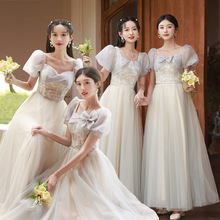 灰色伴娘服平时可穿2024新款春季高级小众婚礼姐妹团礼服裙女气质