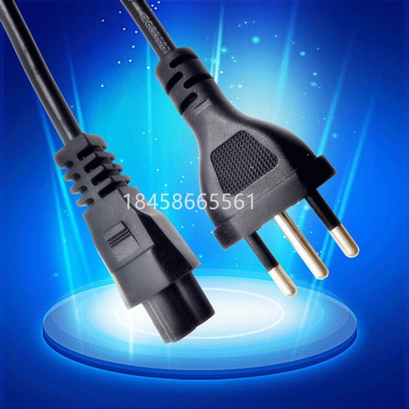 三芯巴西电源线插头带梅花尾 巴西三插电源线 三芯巴西插头电源线