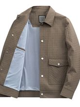 男外套23春秋新款高品质舒适透气外套男士小方格商务休闲教练夹克