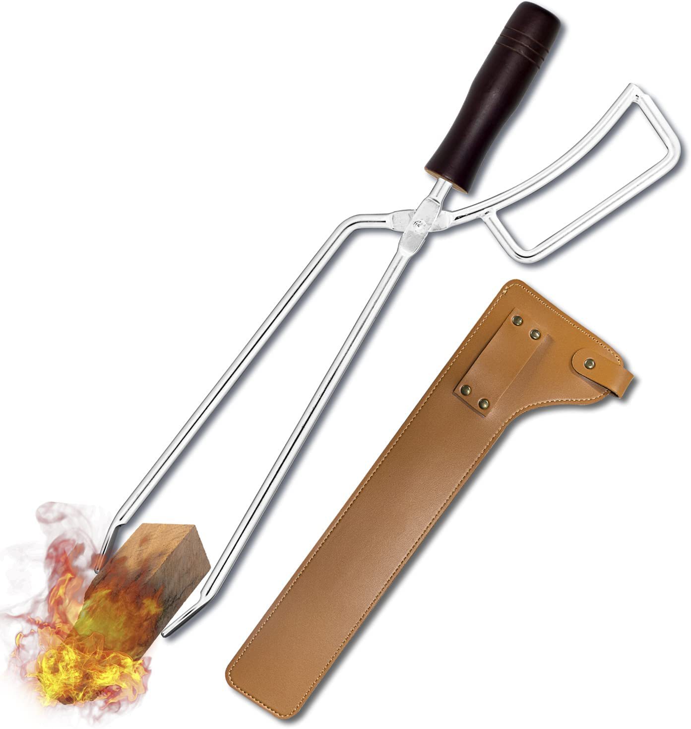 厂家现货烧烤碳夹子钳木炭夹鸭嘴碳火钳不烫手实心木把碳夹子套装