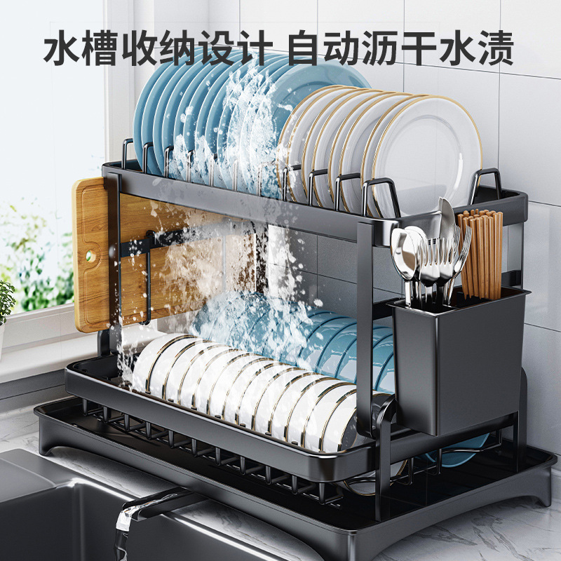 Kitchen Draining Plate Rack Sink Storage Shelf Scullery Tableware Storage Box Sink Place Bowls and Dishes Storage Rack Cupboard