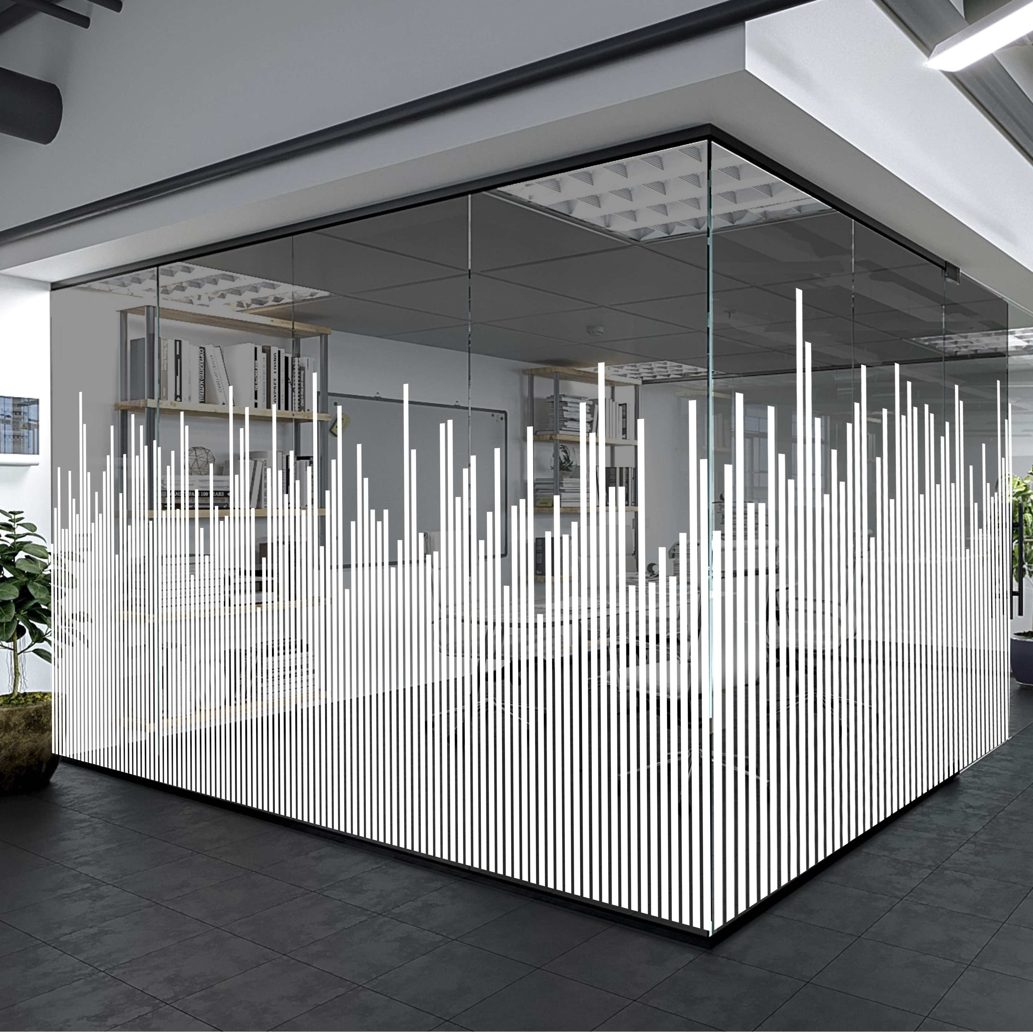 办公室玻璃贴膜艺术马赛克透明装饰镂空渐变静电透明磨砂贴纸定