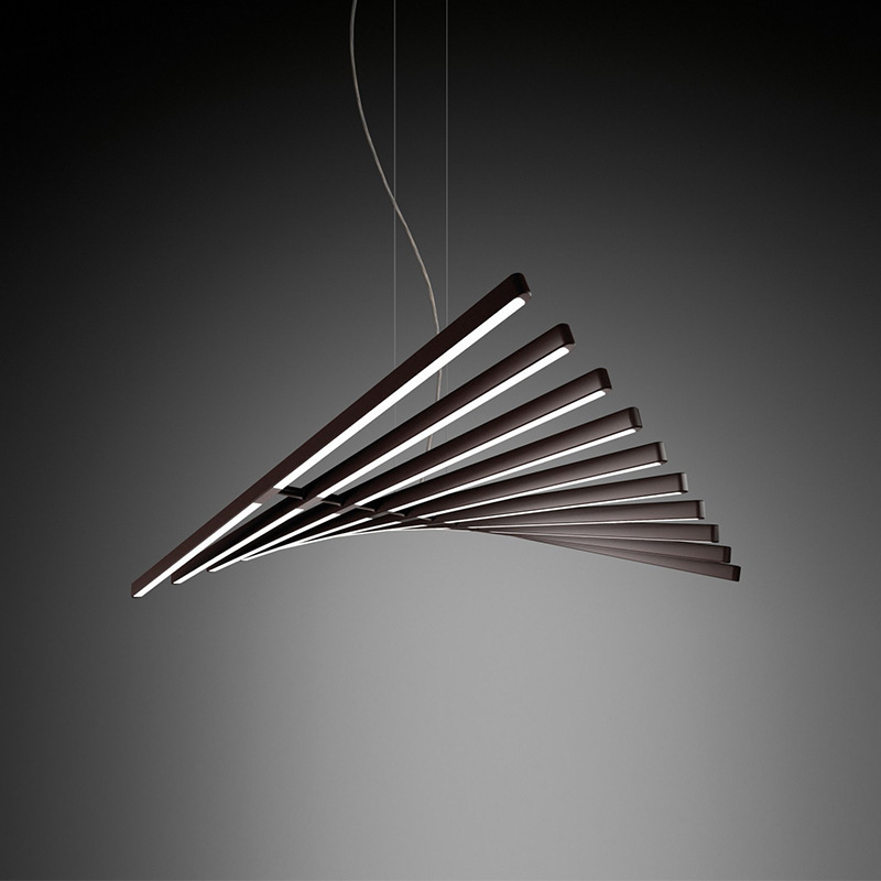 设计师餐厅鱼骨吊灯北欧极简线性办公室长条灯具别墅客厅大吊灯