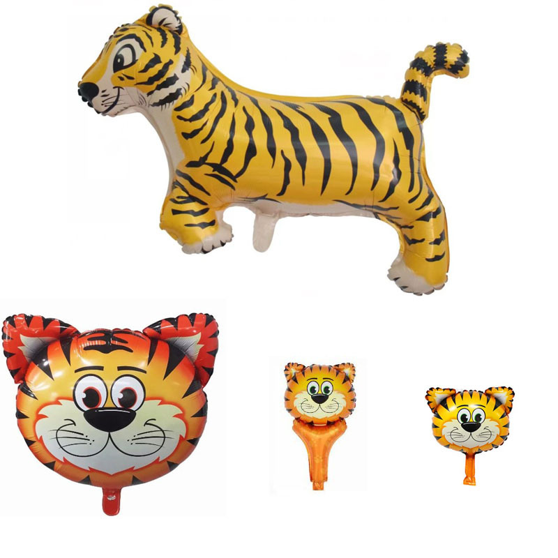 新年造型老虎铝膜气球 手持帮老虎迷你老虎头卡通气球 玩具装饰