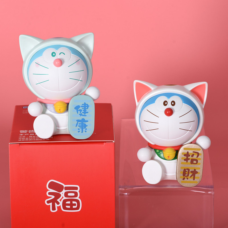 招财猫福满猫机器猫哆啦a梦新年祈福小模型摆件手办公仔玩具礼物