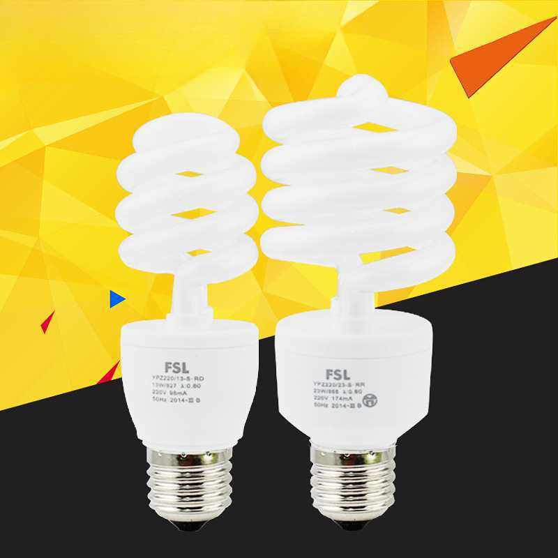 批发佛山照明节能灯螺纹e27螺口8w螺旋23w小暖光13w家用18w超亮灯