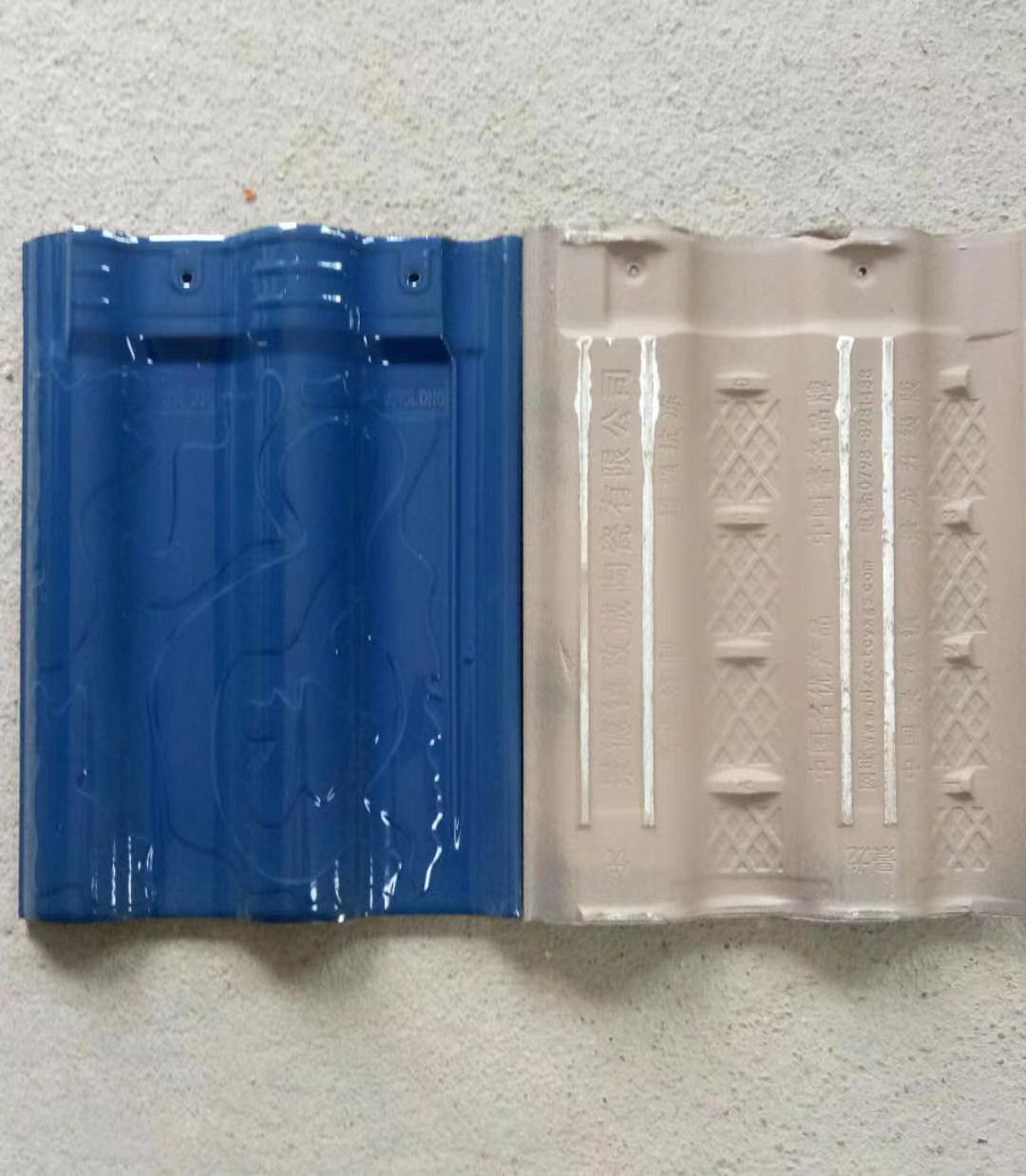 江西景德镇景龙瓦业 农村别墅屋面瓦 陶瓷琉璃瓦全直角孔雀蓝批发