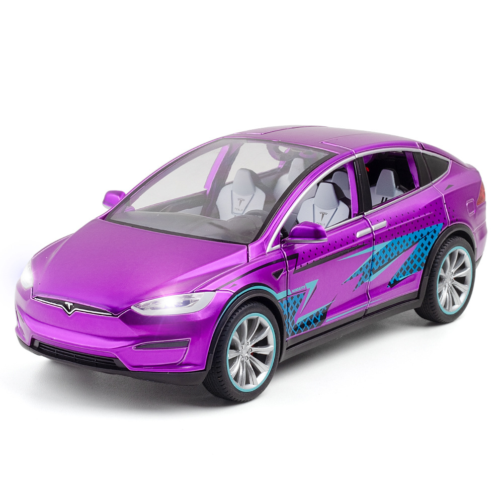 (散装)建元仿真1比20特斯拉model x新能源合金跑车模型摆件