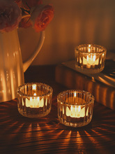 光影竖条纹烛杯 氛围感摆件 浪漫烛光晚餐装饰布置拍照道具烛台